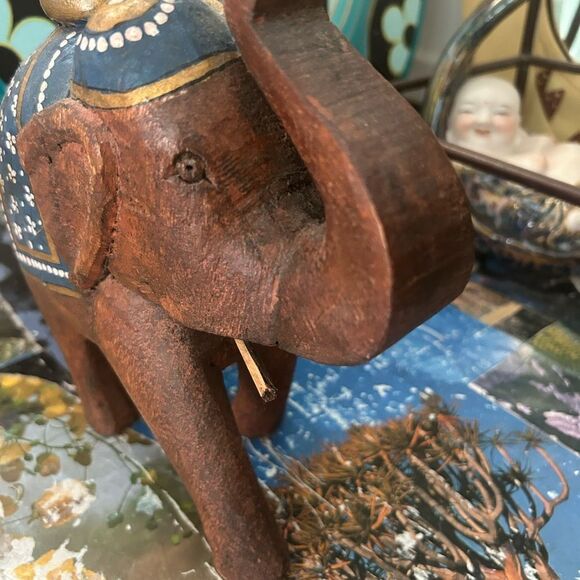 Wooden Hand Craved Elegant  Elephant Candle Stick Holder - Picture 12 of 16